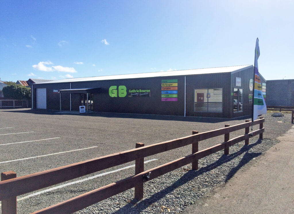 guthrie bowron office and showroom built by kiwispan sheds