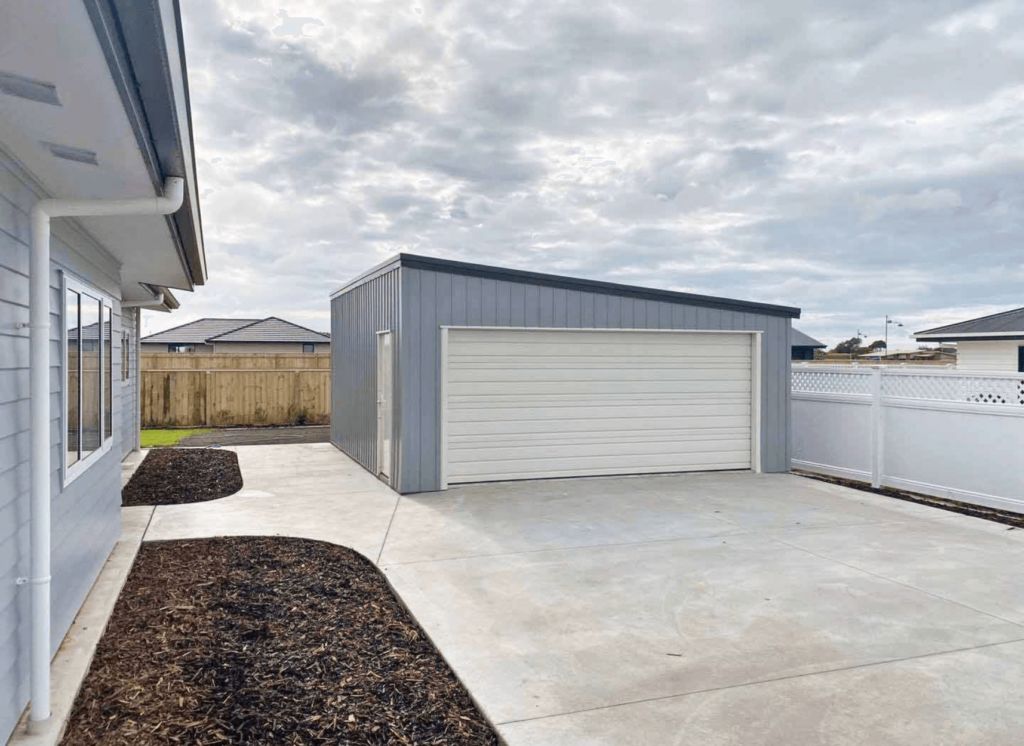 small grey kiwispan car garage shed