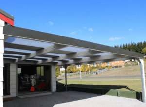 steel carport shed with space for car by kiwispan