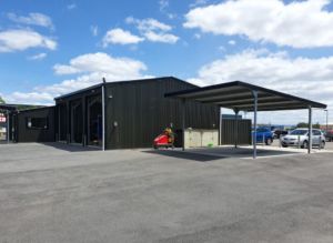 steel carport shed on industrial building by kiwispan