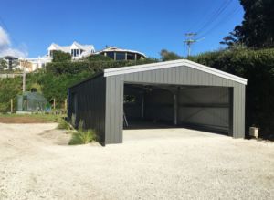 steel garage designed and built by kiwispan