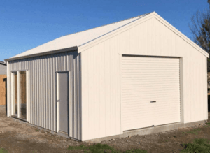 small white storage shed built by kiwispan