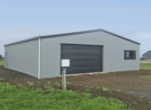 large garage steel shed on lifestyle property by kiwispan