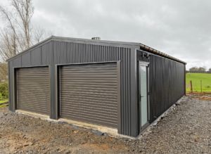 two bay modern steel garage shed by kiwispan