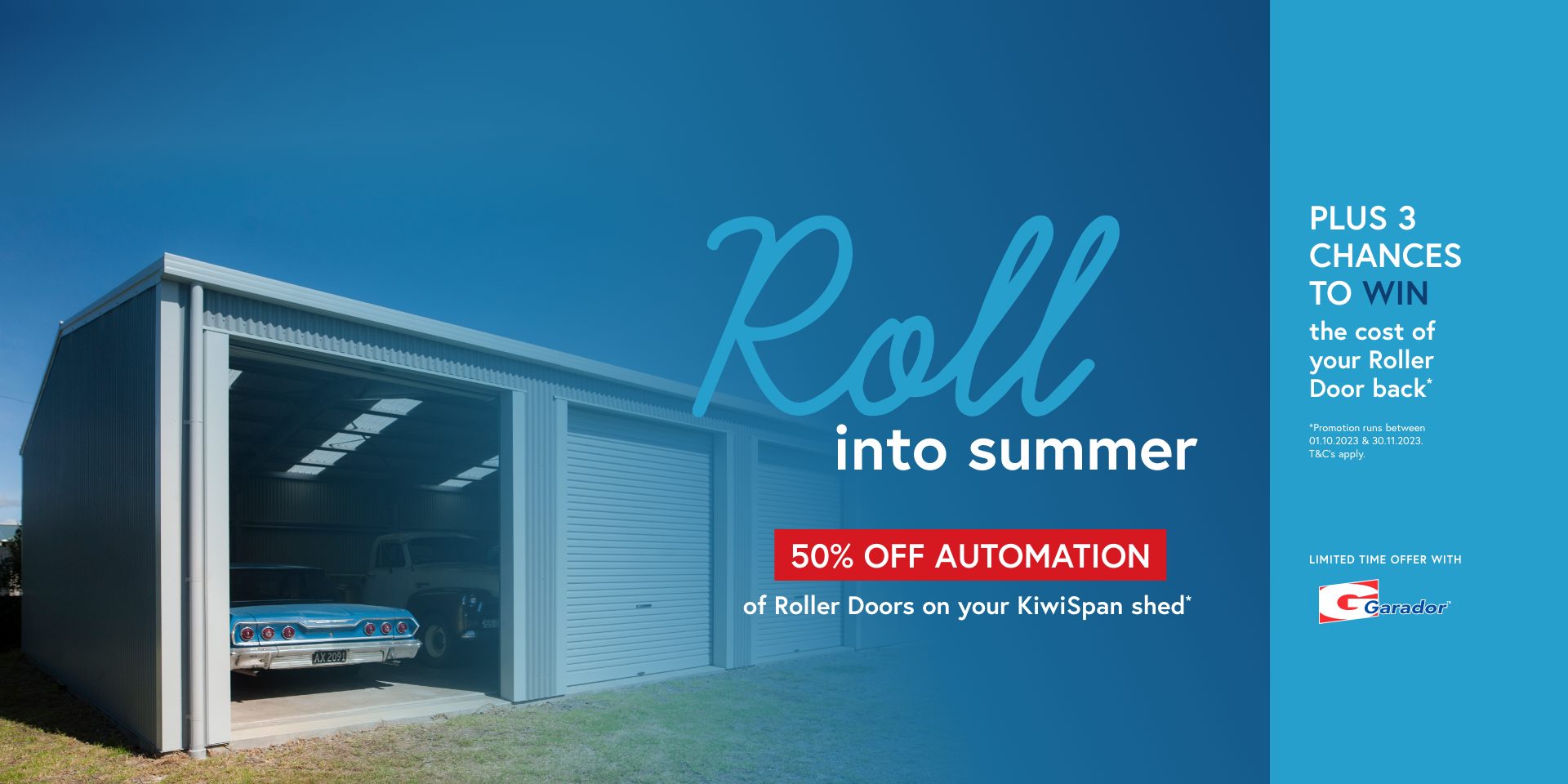 Roll into Summer promotion - 50% off automation of roller doors