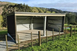 small kiwispan built steel hay shed